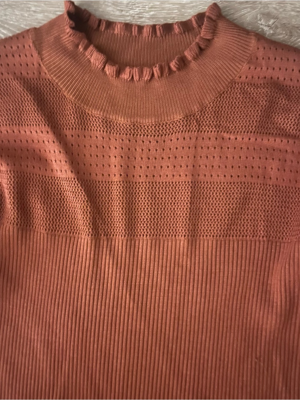 Almost Famous Rust Ribbed Ruffle Midi Dress XL - Picture 3 of 5